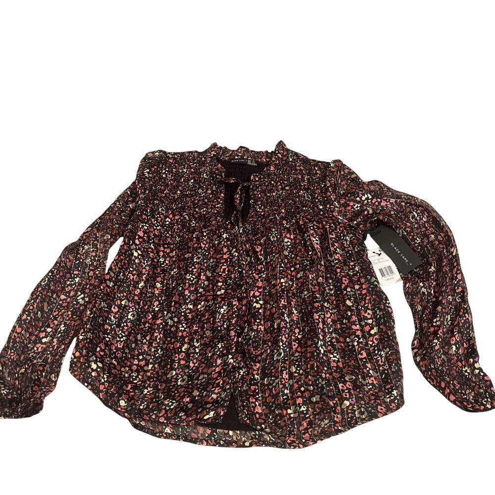 Black Tape Womans Blouse Black And Floral Multi Size XS NWT